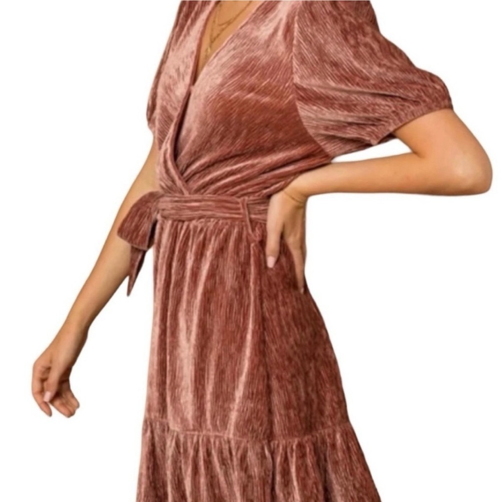 Gilli Ripped Velvet Copper Shimmer Textured Dress. Large NWT - Picture 3 of 8